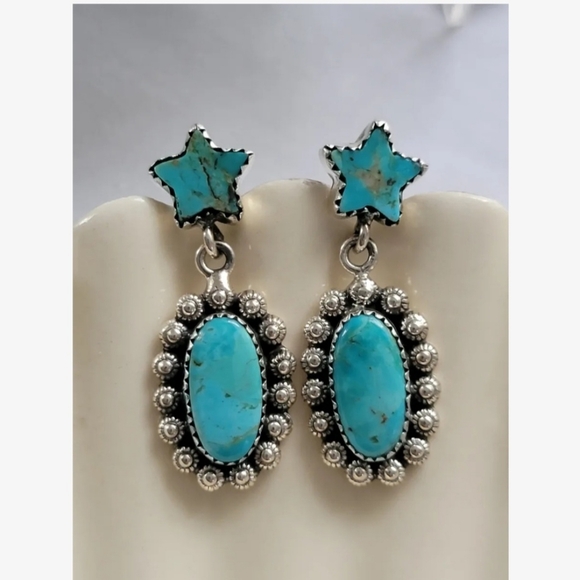 Turquiose Star Drops - Picture 3 of 5